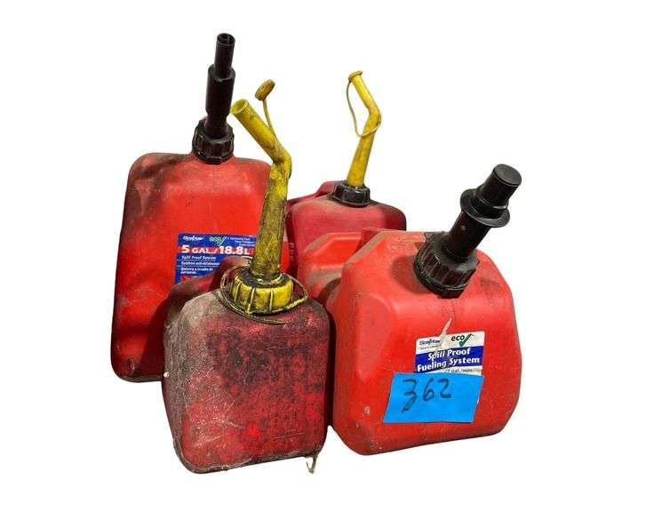 4 Assorted Sized Gas Cans image