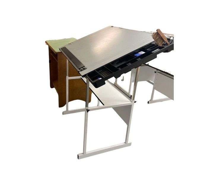 2 Drafting Tables 42x31x29 Inches But They are Adjustable a Podium 48x24x39 Inches and a Table 48x30x28 Inches image