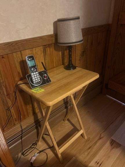 Wooden TV Tray with Lamp and AT&T DLP72412 Cordless Phone image