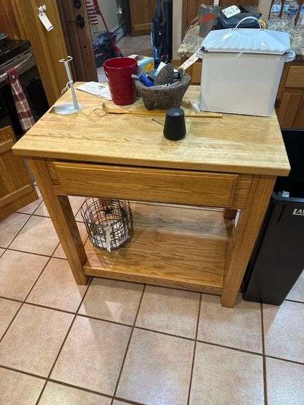 Wooden Island Table With Drawer 3 ft. Xx2ft. 34 in. H. image
