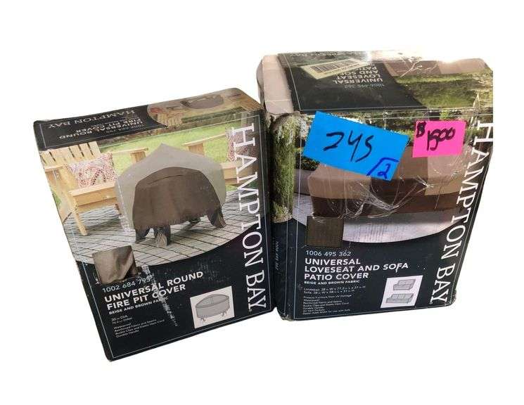 Hampton Bay Universal Round Fire Pit Cover And Loveseat And Soda Patio Cover image