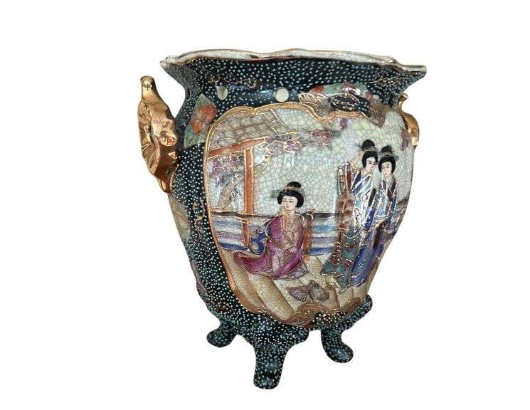 Royal Satsuma 24K “Three Geishas” Hand-Painted Vase image