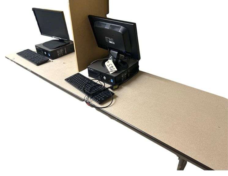 Two Dell Computers, 8 ft Table Included image