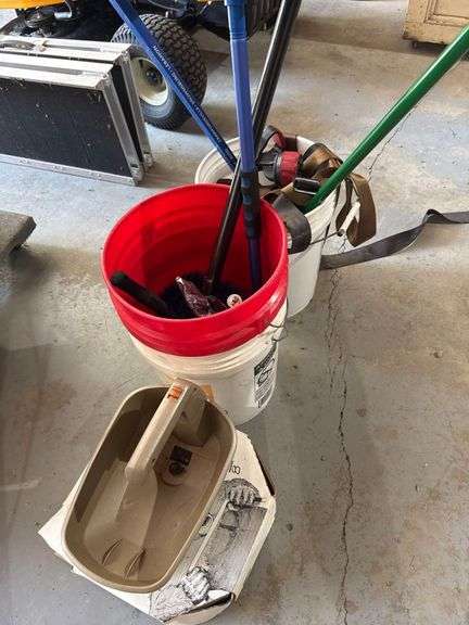 Buckets of Supplies and Seed Spreader image