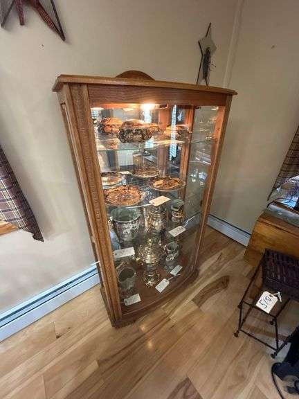 Wooden China Display Case with Light - Contents NOT Included, Must Pickup After 4PM image