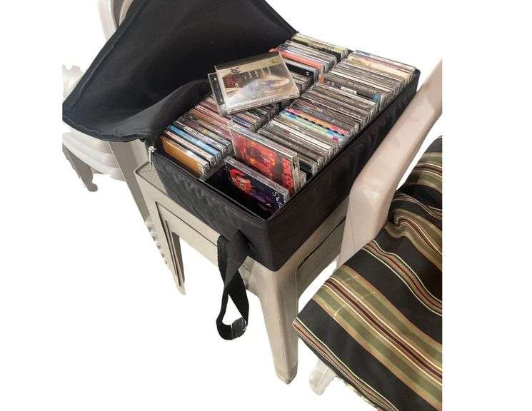 3 16in Plastic End Tables, Record Case filled with Records image