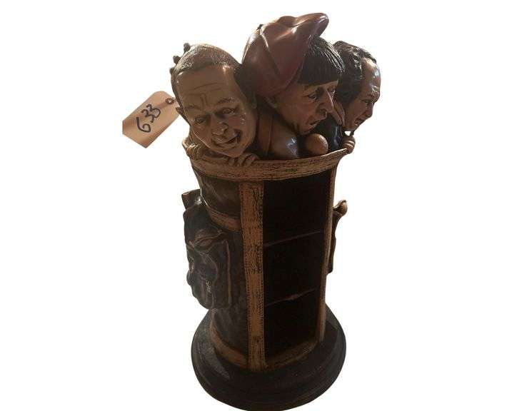Vintage Three Stooges Golf Bag CD Case Holder Statue image