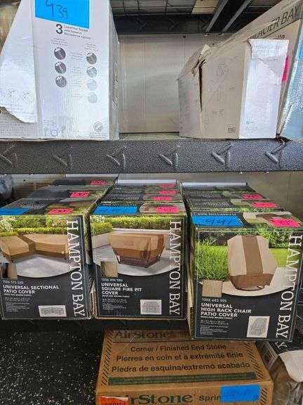 Hampton Bay Universal Patio Covers for High Back Chairs, Square Fire Pit, Sectional Furniture. Several of Each image