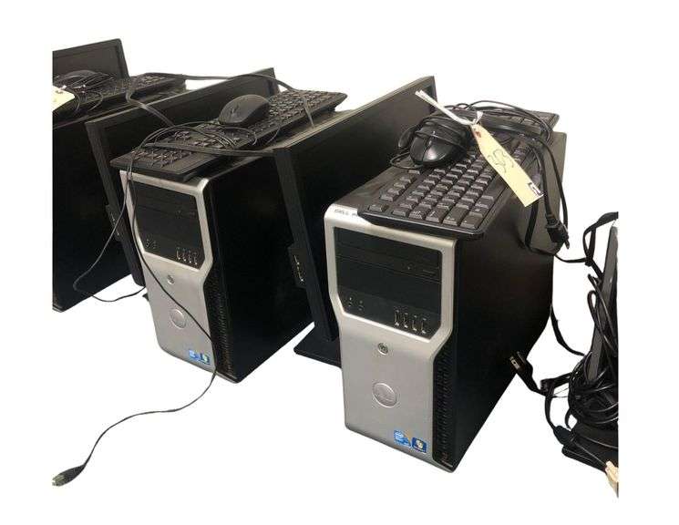 (2) Dell Precision T1600 Workstation, Computer, Keyboard, And Mouse image