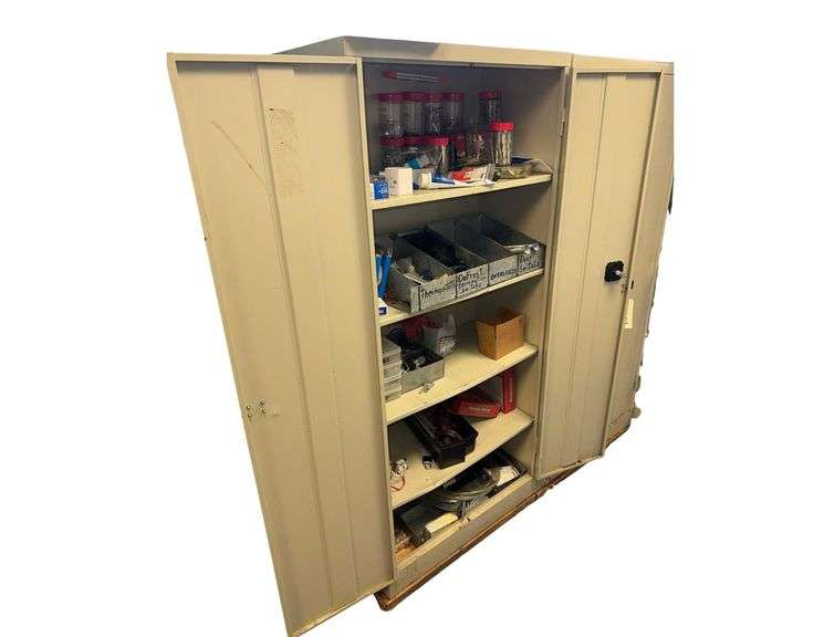 Steel Cabinet 6ft. H. X 3ft. W. X 18in. D. Including Contents- Bolts - Screws - Nuts - Oil - Hose image
