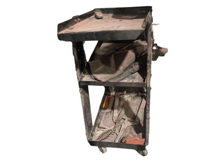 Welder Cart with Wire Brushes, Magnets, Box Cutter, Welding Gloves, Grabber image
