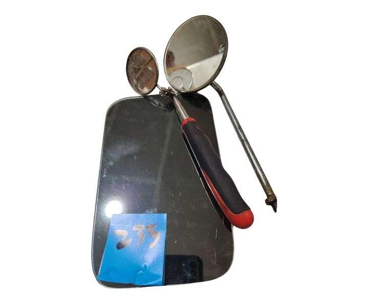 Extension Hand Mirror (cracked)- 4 x6 Mirror - Vintage Motorcycle Mirror image