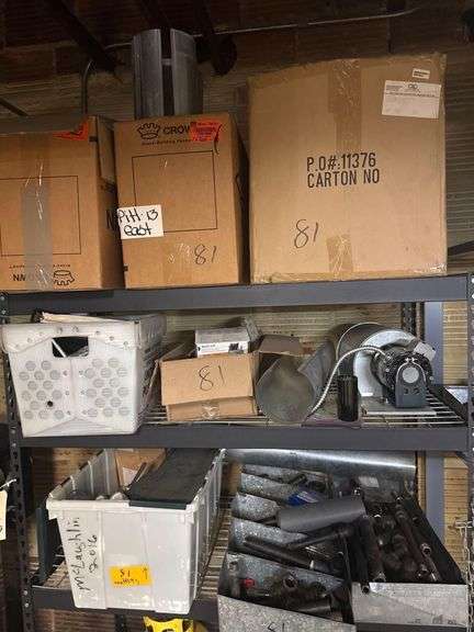 Contents of Shelf Including Fan Motor and Duct Work - Metal Fittings image