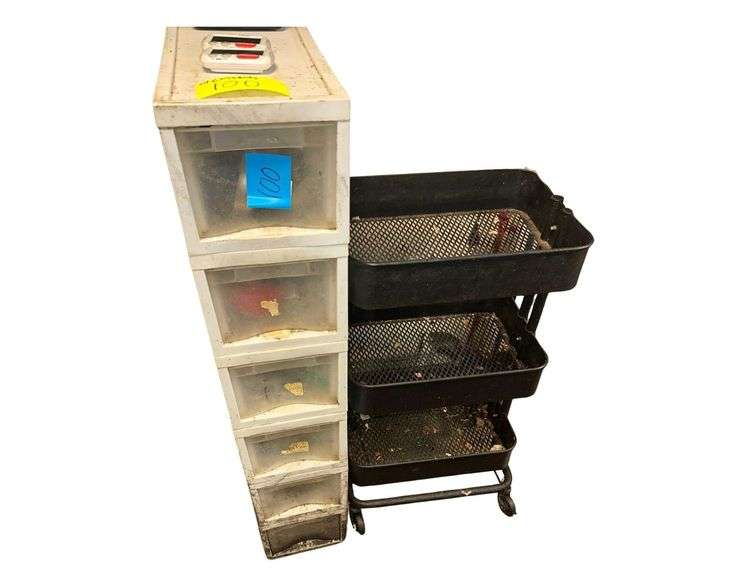 6 Drawer Plastic Container Contents Included- Metal Serving Cart 3ft. H. image