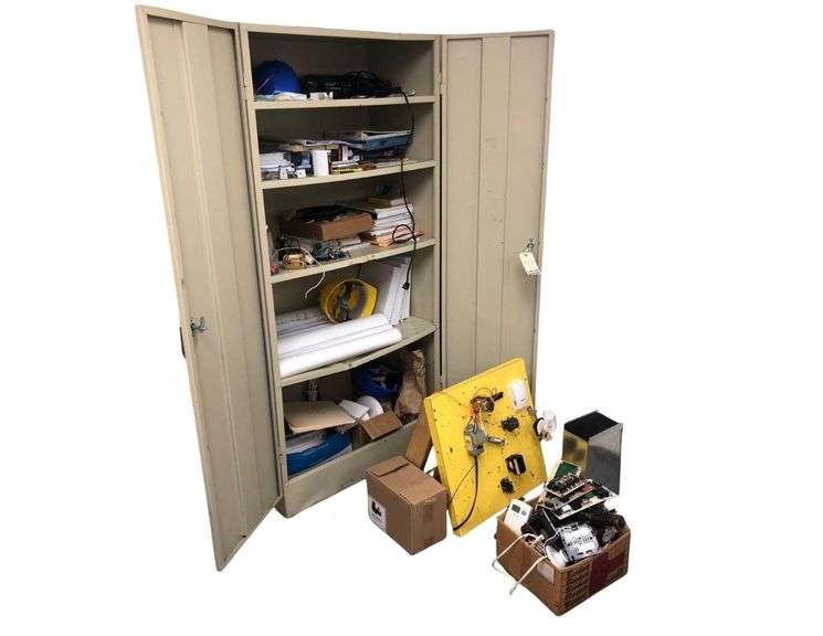 6ft Filing Cabinet With Contents And Miscellaneous Electrical Components image