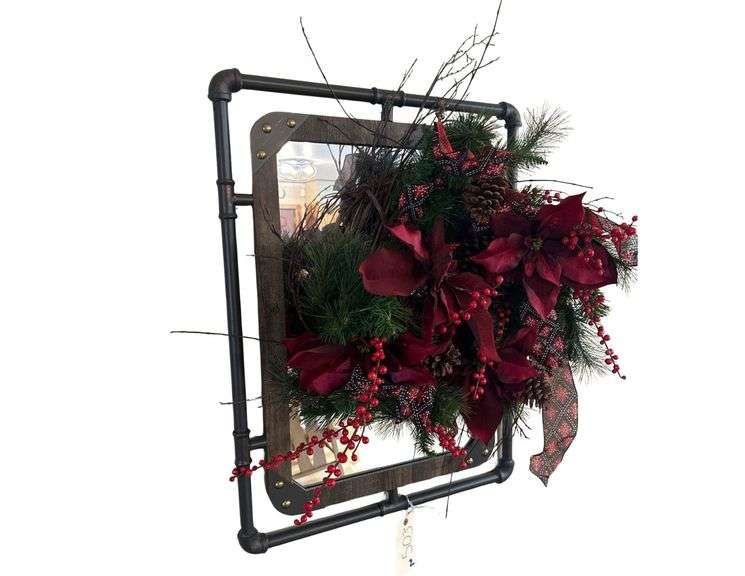 Lot of Wall Hangings - Mirror - 23 in x 31 in, Winter Decorations and Washboard - 9 in x 26 in image