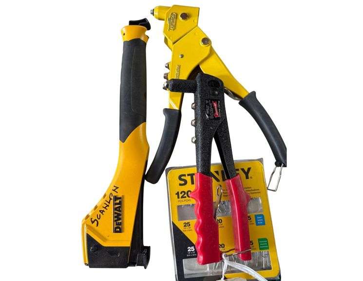 Stanley and Arrow Rivet Tools and DeWalt Stapler w/ Case of Rivets image