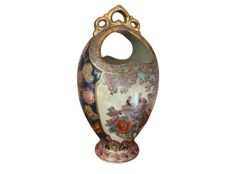 Royal Satsuma Hand Painted Ware Vase - 14 in Tall image