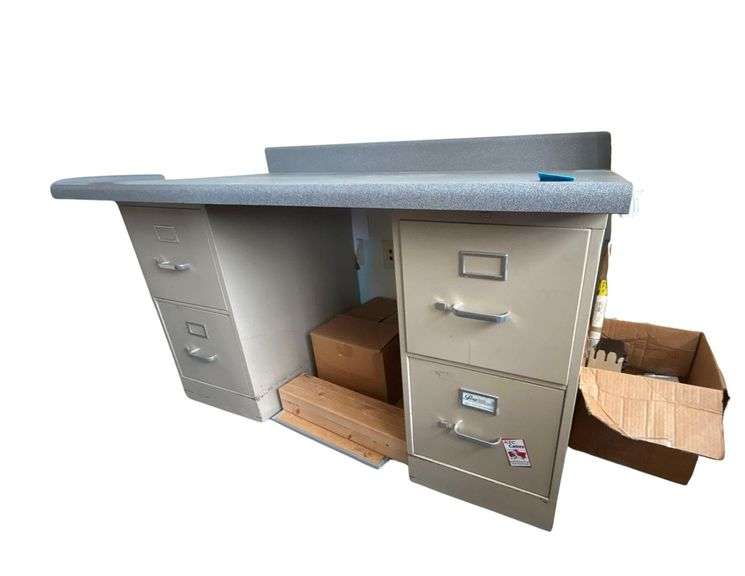 Filing Cabinet Desk and Contents - 52 in x 31 in x 36 in image