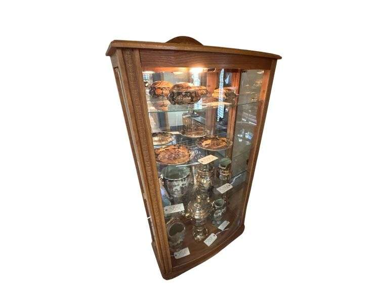 Wooden China Display Case with Light - Contents NOT Included, Must Pickup After 4PM image