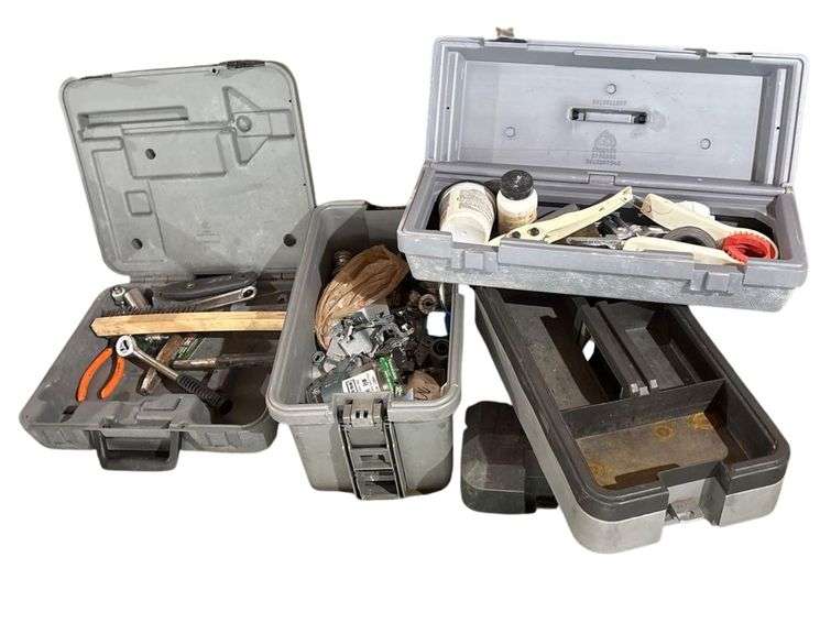 Dremel Box of Tools, Craftsman Box of Cable Connectors, Nails, Etc., Skil Box of Tools image
