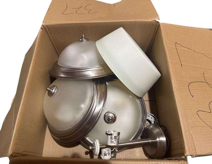 3 Dome Light Fixtures and Lamp image