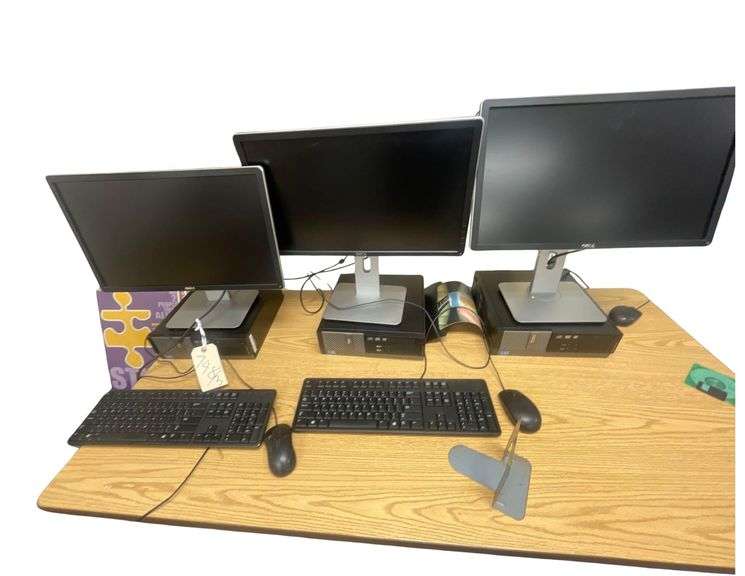 3 Dell Pc’s, 3 Dell Monitors, 2 Keyboards, 2 Mouses image