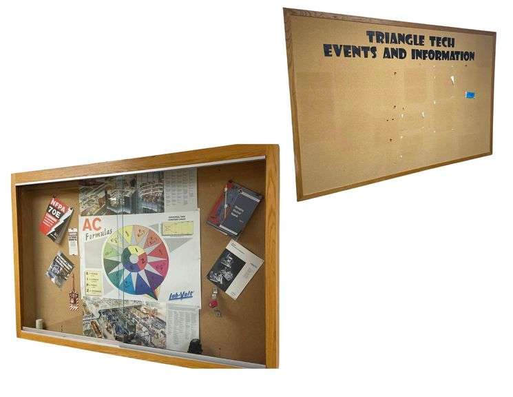 A 72x48Inch Peg Board and a Glass Enclosed Display Case 72x48x7 Inches image