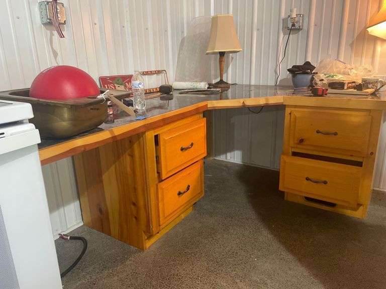 Conor Desk Laminated Top 66x81 Inches to Center 24 Inches Tall 4 Drawers image