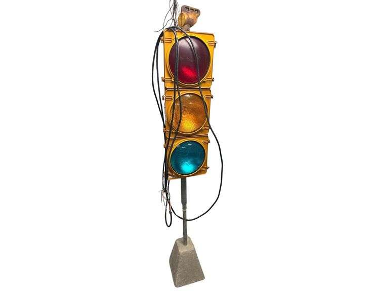 Crouse-Hinds Traffic Light on Stand - 6 1/2ft Tall image