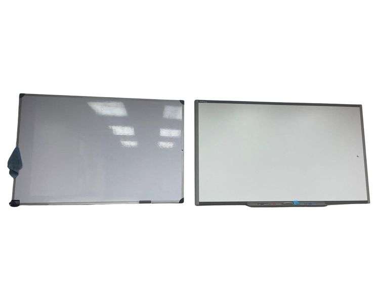 A 4x8 Foot Smart Board Missing Projector with a 4x6 Foot White Dry Erase Board image