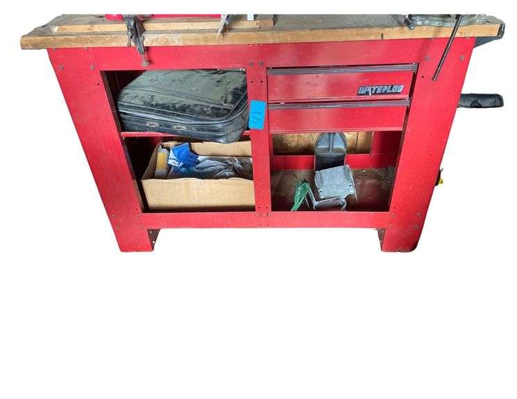 Waterloo Work Bench 2 Drawers Attached Vise Bench is 54x23x37 Inches image