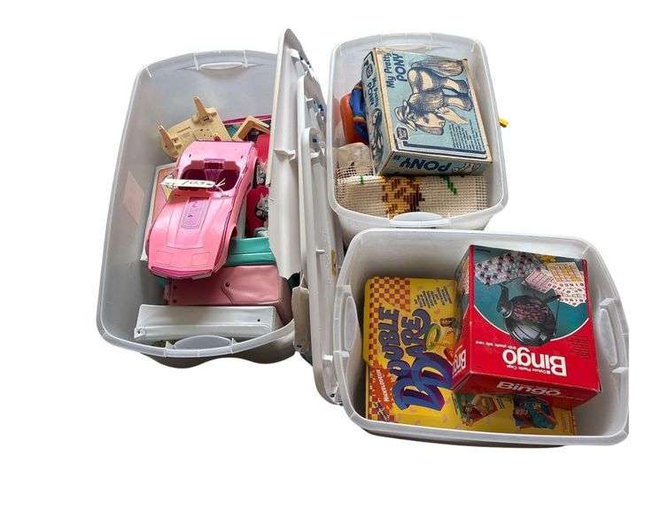 Binders, Toy Car, Barbie Fashion Doll Case, Bingo, Nickelodeon Double Dare Board Game, Etc. image