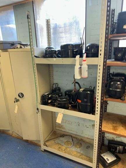 2 - Steel Shelfs Adjustable Contents Included- HVAC Compressors image