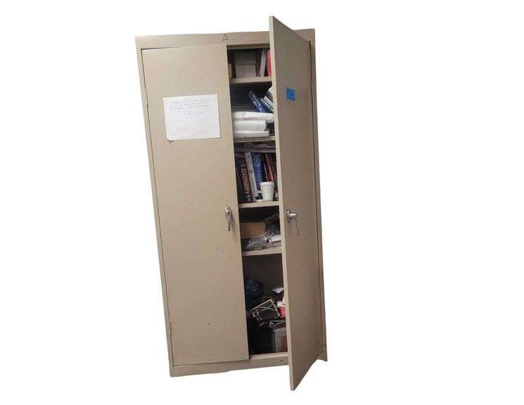 72v36x20in Cabinet with Various Books and Batteries image