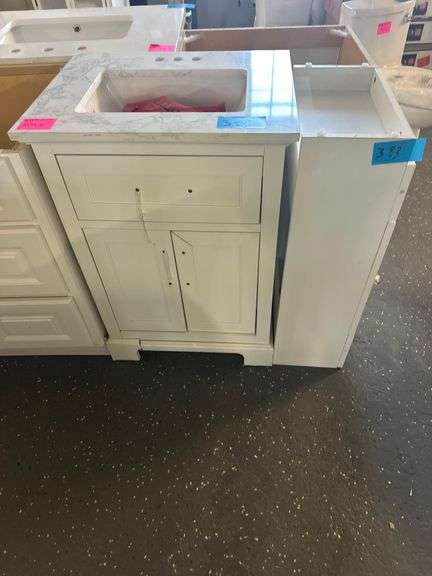 Wooden Vanity With Sink 24 in . L. X 19 in. D. X 35 in. H. - Wooden Cupboard 16 in. L. 10in. D. X 35 in. H. image