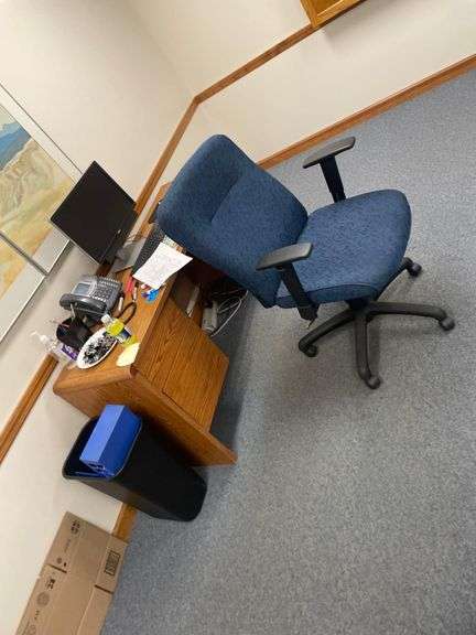 3ftx2ft Desk, Dell Monitor, Office Chair, Etc. image