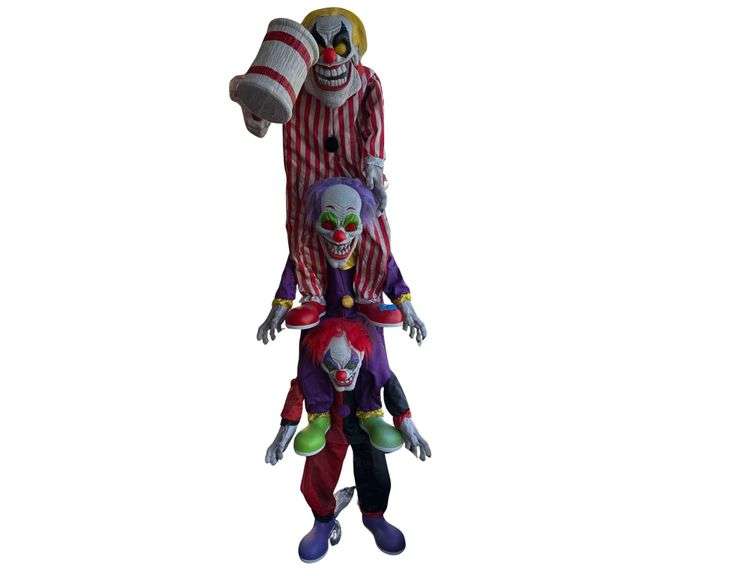 Trickster Trio Stack Clowns Animatronic Halloween Prop - 7 1/2' Tall image
