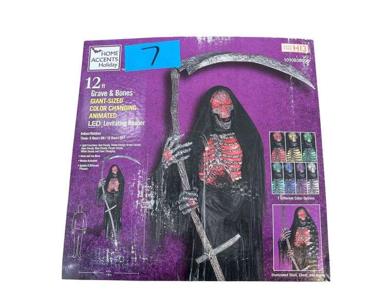 Home Accents Holidays "Grave & Bones" LED Levitating Reaper Animatronic Halloween Prop - 12' Tall image