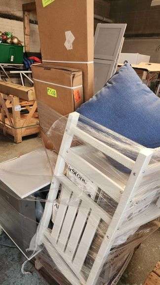 Pallet Of Various Items - Cabinets , Chairs, Pillows, Cushions image