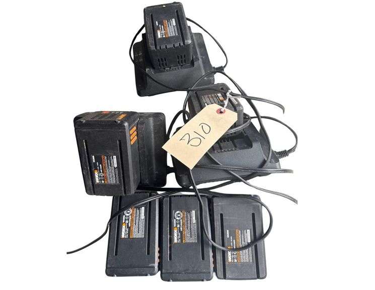 6 WORX 56v Batteries and 3 Chargers image