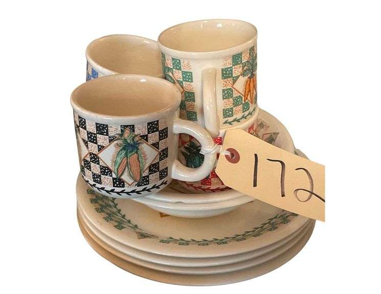 A set of Fresh Garden Cups Plates and 2 Bowls image