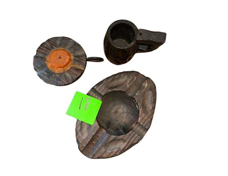 Wooden Bookends, Ashtray, Candle, and Mug image