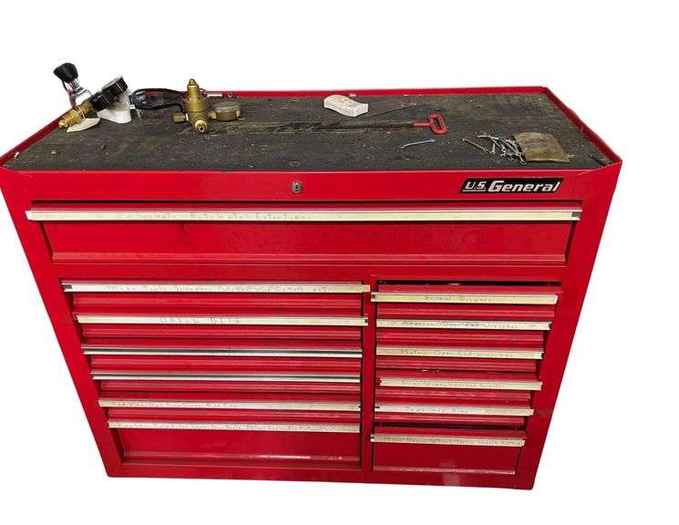 US General Tool Chest - 13 Drawer - On Wheels - Tools Included *See Pics* 24in x 18in x 39in image