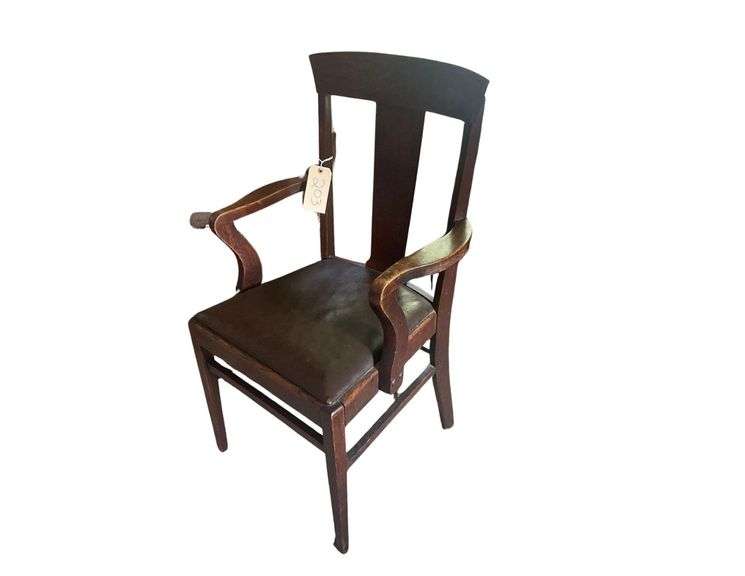 Old Vintage Wooden Chair Leather SeT image