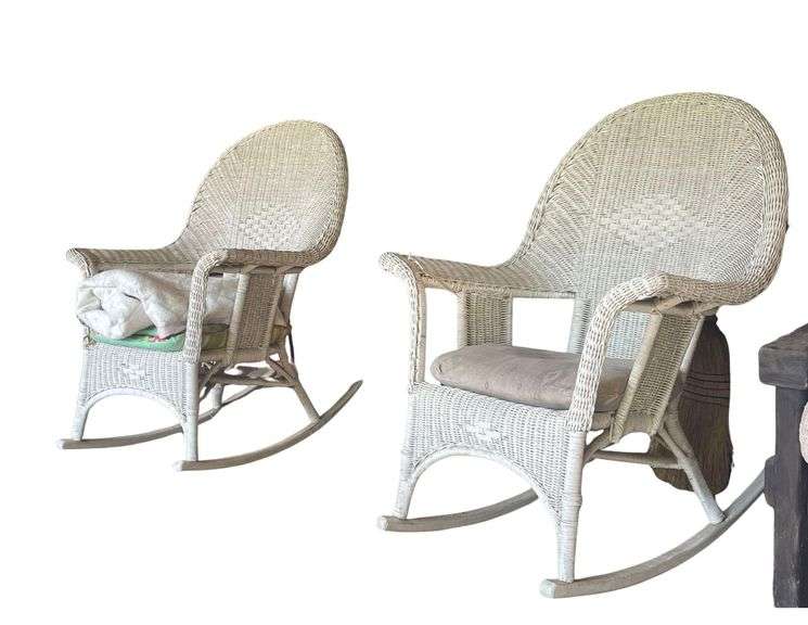 2 Wicker Rocking Chairs Vintage image