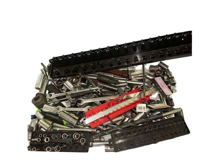 Plastic Bin Of Sockets- Wrenches image