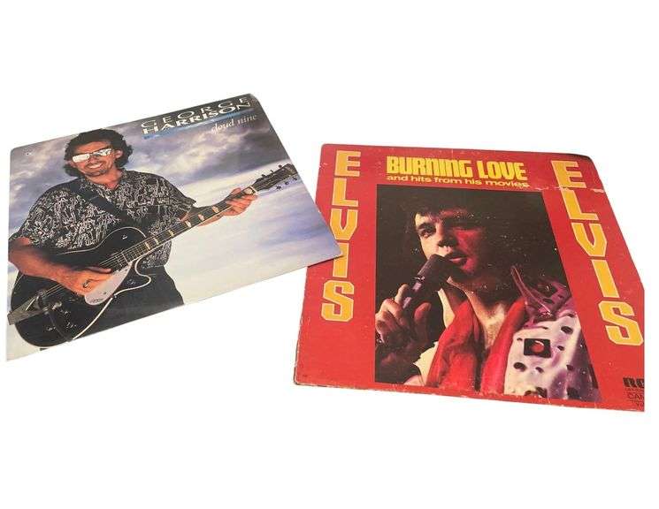 2 Vintage Record Albums George Harrison Cloud Nine, and Elvis Hits From His Movies image
