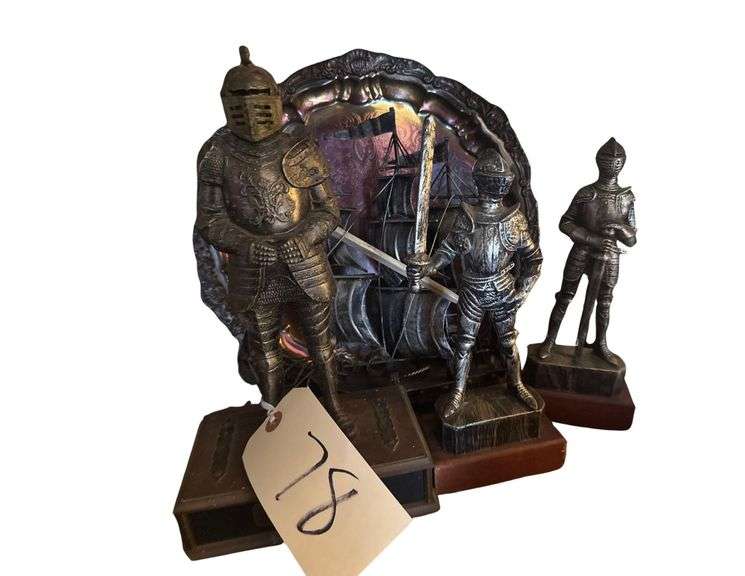 Suit of Armor Figures and Metal Sail Boat image