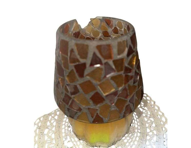 Snowman Cup - Doily - Candle w/ Glass Shade image